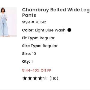 LOFT belted high rise wide leg Jeans